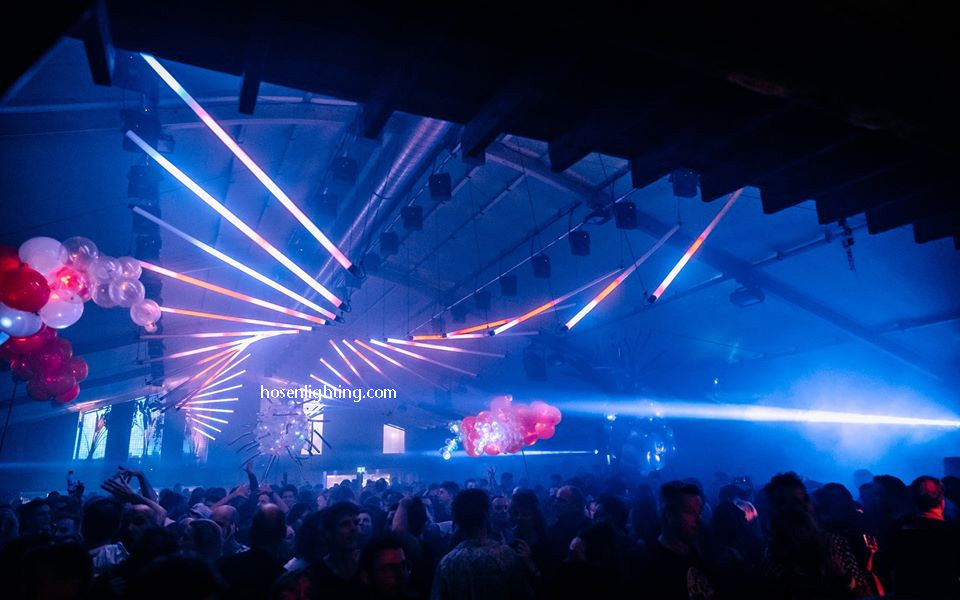 Kinetic multi color tubes in Netherlands Amsterdam night club